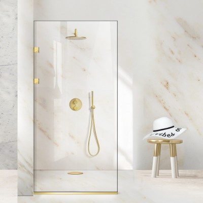 Paravan dus walk-in Aqua Elegance&amp;reg; Gold, sticla clara securizata, 90x195 cm foto
