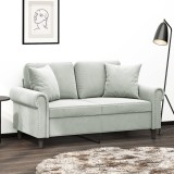 Gossi canapea cu 2 locuri cu pernute, gri deschis, 120 cm, catifea