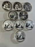 LOT 9 MONEDE ARGINT 999 - 10 Yuan Chinese Panda - 1 Uncie - Ani rari : 1994, 2002, 2007, 2015 !