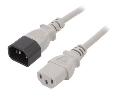 Cablu Alimentare IEC C13-C14 0.5m Gri 10A foto