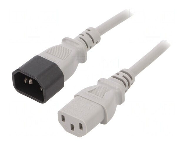 Cablu Alimentare IEC C13-C14 0.5m Gri 10A