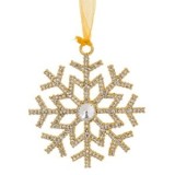 Ornament Brad de Craciun Fulg de Zapada cu Straseuri Auriu, CMCLASS