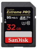 Card de memorie SanDisk SDHC Extreme PRO, 32 GB, Viteza de citire: 95 MB/s, Viteza de scriere: 90 MB/s