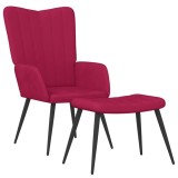 Cumpara ieftin Scaun de relaxare cu taburet, rosu vin, catifea