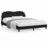 VidaXL Cadru de pat cu tăblie, negru, 160x200 cm, piele ecologică