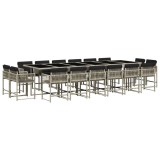 Cumpara ieftin Set mobilier de gradina cu perne 17 piese gri deschis poliratan