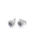 Cumpara ieftin Cercei din Argint 925 cu Topaz Mistic Rotund si Halo Dublu de Zirconiu