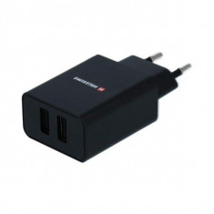 Incarcator Retea Dual USB 2,1 A, cablu USB C inclus, Negru foto