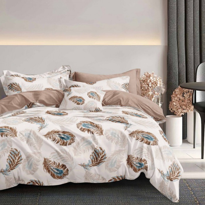 Lenjerie pat dublu,bumbac finet,6 piese,cearceaf normal 220x240cm, cearceaf pilota 200x220cm, 2 fete de perna 50x70, 2 fete de perna 70x70-M341