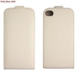 Husa Piele Apple iPhone 5/5S Slim Flip Alb Mat - Protectie Premium
