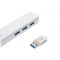 Hub USB 3.0 DIGITUS cu 3 porturi USB A și RJ45, gri, 0.2m, PnP