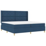 Cumpara ieftin Pat cu saltea cu arcuri albastru 200 x 200 cm țesătură