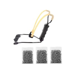 Set prastie metalica profesionala cu suport de incheietură si 300 bile 6 mm, metal, maner antiderapant, 18 cm