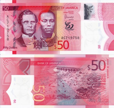 JAMAICA 50 dollars 2022 polymer UNC!!! foto