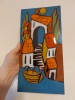 Placa ceramica decorata / galzurata, sat pescaresc la mare, cu barca, 30x15cm