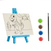 Set Pictura Dinozaur Copii, 7 Piese, Lemn, Sevalet, 4 Culori, Joc Creativ Educativ, 4-6 Ani