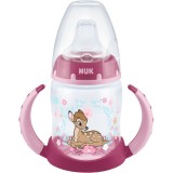 Biberon Nuk First Choice Disney Bambi cu toarte si tetina de invatare din silicon, 6 luni+, 150ml, Roz