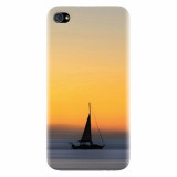 Husa silicon pentru Apple Iphone 4 / 4S, Wind Sail Boat Ocean Sunset