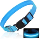 Zgarda pentru caine HXDSUP, LED, nailon, albastru/negru, marimea L