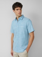 s.Oliver Camasa cu maneca scurta barbati, croiala Slim Fit si design cu un singur buzunar, Albastru deschis, S