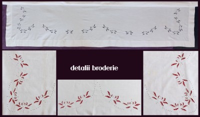 Cearceaf cu broderie sparta cusuta de mana, cearsaf cu motiv nuferi, 207x170cm foto