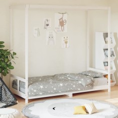 vidaXL Cadru de pat pentru copii, alb, 80x200 cm, lemn masiv de pin