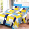 Lenjerie de pat pentru o persoana cu husa elastic pat si fata perna dreptunghiulara, Fuji, bumbac mercerizat, multicolor