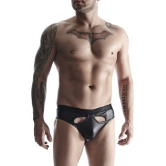 Bikini Barbati Stil Brazilian cu Decupaje, Piele Ecologica, Negru, M