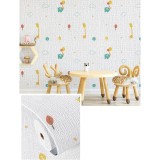 Rola Autoadeziva pentru Perete, din Panza, 10 m, Rezistenta la Umezeala, 2.5 mm Grosime, Model Girafa si Elefant, Multicolor