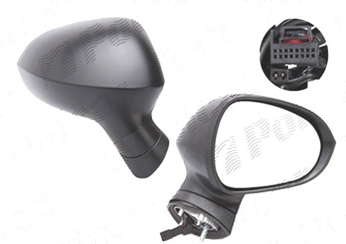 Oglinda exterioara Seat Ibiza (6j), 04.2008-04.2012; Ibiza (6j), 04.2012-, Dreapta, reglare electrica; carcasa neagra; incalzita; geam convex; 5 pini
