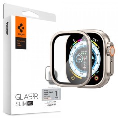 Folie Protectie Spigen GLAStR Slim Pro Titanium pentru Apple Watch Ultra Series, Sticla Securizata AGL06161