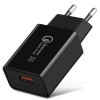 Incarcator Retea Fast Charge 5V3A, Flippy, Capat STANDARD EUROPEAN QC 3.0, 18W, Fara Cablu, Negru