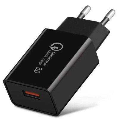 Incarcator Retea Fast Charge 5V3A, Flippy, Capat STANDARD EUROPEAN QC 3.0, 18W, Fara Cablu, Negru foto