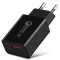 Incarcator Retea Fast Charge 5V3A, Flippy, Capat STANDARD EUROPEAN QC 3.0, 18W, Fara Cablu, Negru