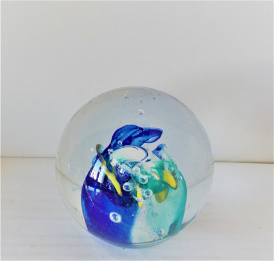 Glob cristal (press-papier) hand made - UNICAT 2 - semnat Cees van Olst - Olanda foto