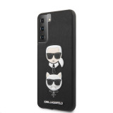 Husa Plastic - TPU Karl Lagerfeld Saffiano K&amp;C Heads pentru Samsung Galaxy S21 5G, Neagra KLHCS21SSAKICKCBK