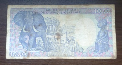 Republica Ciad - 1000 Francs 1988 foto