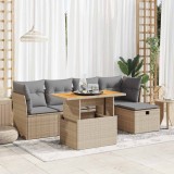 VidaXL Set canapele grădină cu perne 6 piese bej poliratan/lemn acacia 3327969
