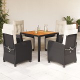 vidaXL Set mobilier de grădină cu perne, 5 piese, negru, poliratan 3212901