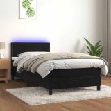 vidaXL Pat continental cu saltea și LED, negru, 80x200 cm, catifea 3134311
