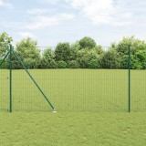 VidaXL &Icirc;mprejmuirea Euro cu 7 st&acirc;lpi &icirc;n v&acirc;rf 1.5x10 m Oțel galvanizat Verde