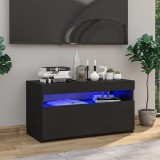 vidaXL Comodă TV cu lumini LED, negru, 75x35x40 cm