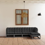 vidaXL Set mobilier de grădină cu perne, 5 piese, lemn masiv de pin 3076586