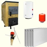 Pachet Centrala cu Plita Neus KP-20, Radiatoare Otel T22, Boiler Ferroli 80L, Regulator Tiraj Honeywell, Vas Expansiune 24L