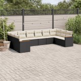 VidaXL Set canapele de grădină cu perne, 10 piese, negru, poliratan 3226322