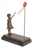 Fata cu balon-statueta din bronz cu un soclu din marmura PAB028