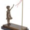 Fata cu balon-statueta din bronz cu un soclu din marmura PAB028
