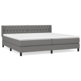 Cumpara ieftin Pat box spring cu saltea, gri inchis, 200x200 cm, textil