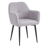 Cumpara ieftin Fotoliu de design textil gri buclat metal negru Sener 57x61x84 cm