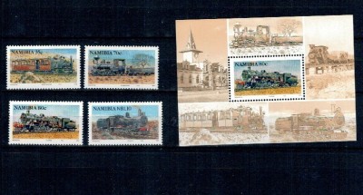 Namibia 1994 - Locomotive, cai ferate, trenuri, serie si colita neuzata foto